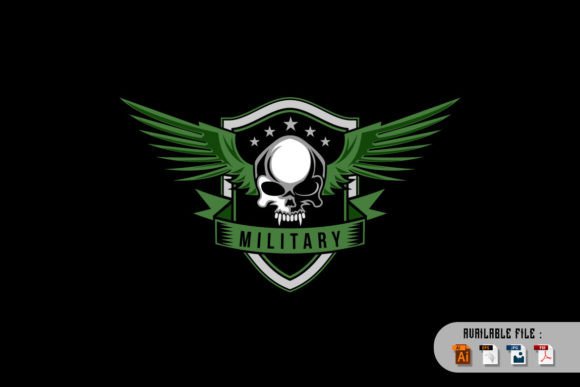 Download Military Skull Wings Vintage Design Logo - Logo Collection