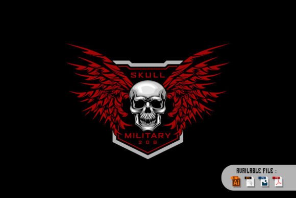 Download Dark Wings Skull Military and Shield - Skull Collection